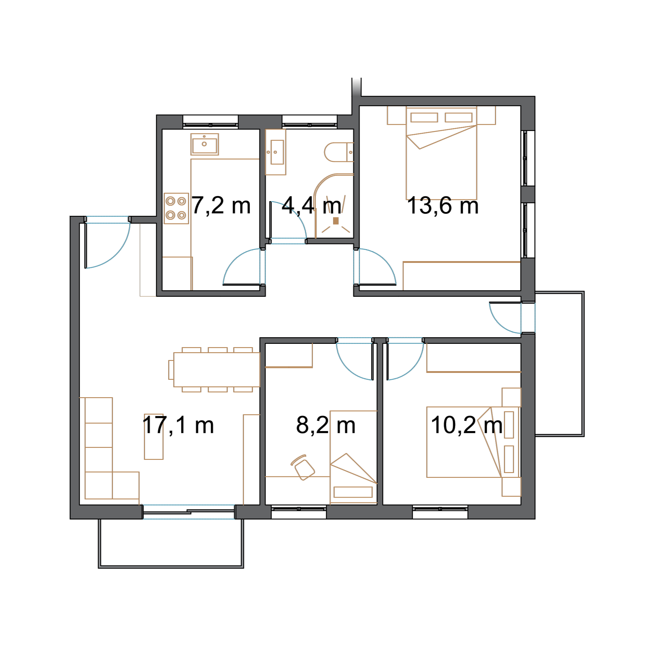 Después de la obra: 3 habitaciones